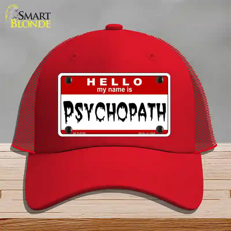 Psychopath Novelty License Plate Hat Mesh / Red