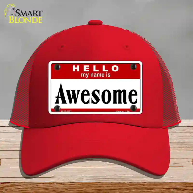 Awesome Novelty License Plate Hat Mesh / Red