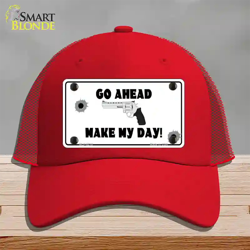 Go Ahead Make My Day Novelty License Plate Hat Mesh / Red