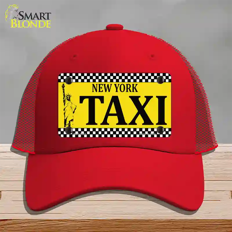 New York Taxi Novelty License Plate Hat Mesh / Red