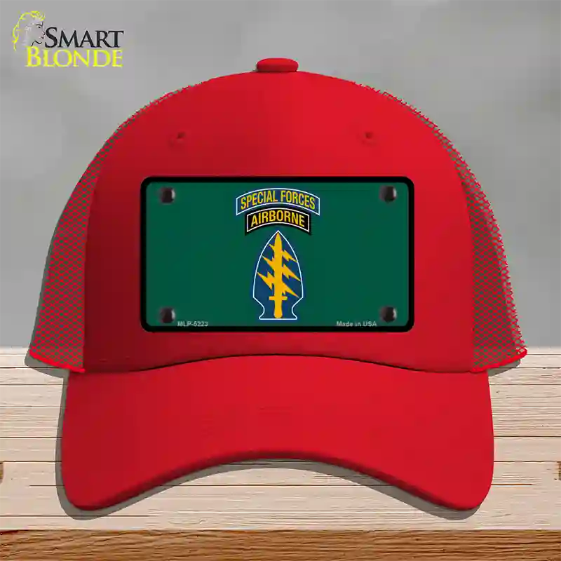 Special Forces Novelty License Plate Hat Mesh / Red