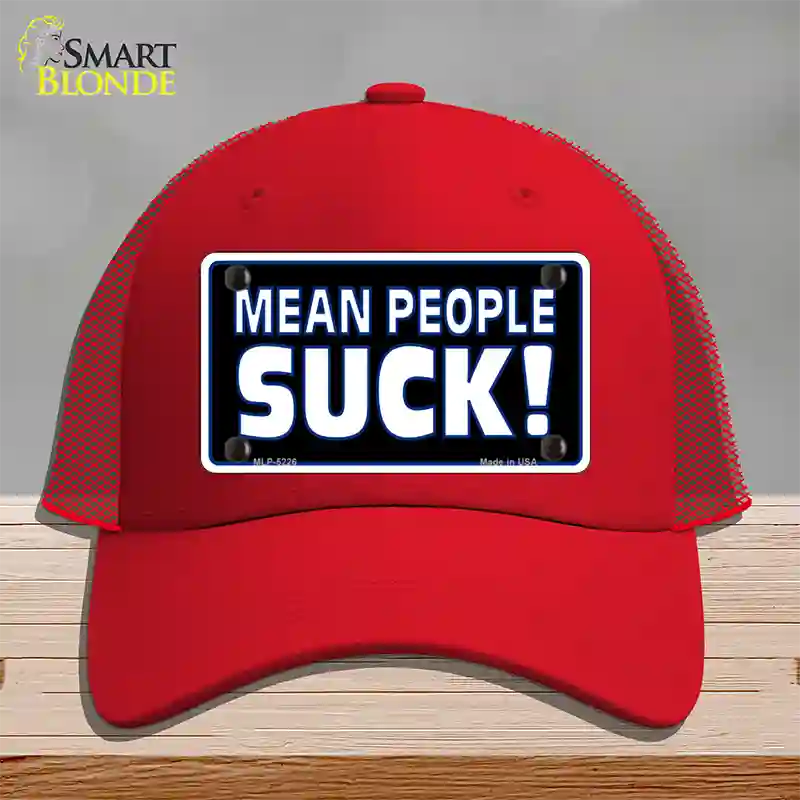 Mean People Suck Novelty License Plate Hat Mesh / Red