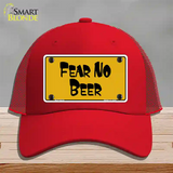 Fear No Beer Novelty License Plate Hat Mesh / Red