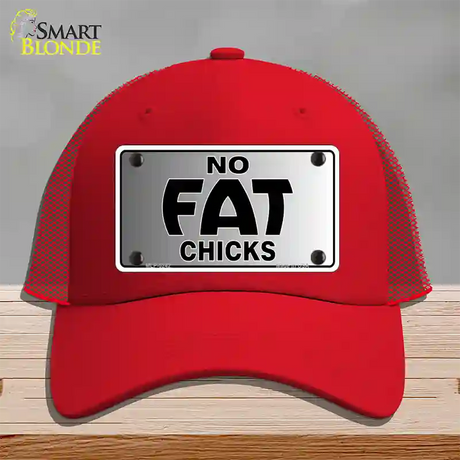 No Fat Chicks Novelty License Plate Hat Mesh / Red