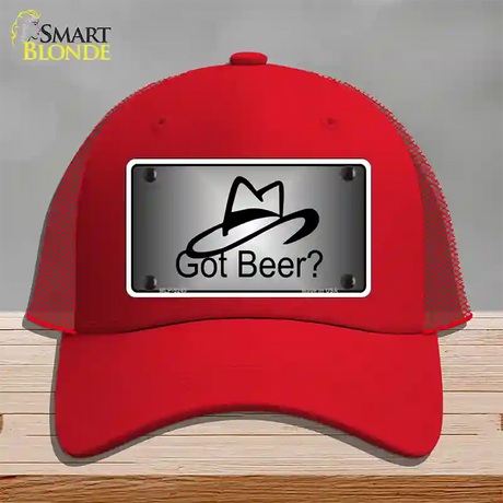 Got Beer Novelty License Plate Hat Mesh / Red