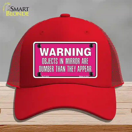 Objects In Mirror Pink Novelty License Plate Hat Mesh / Red