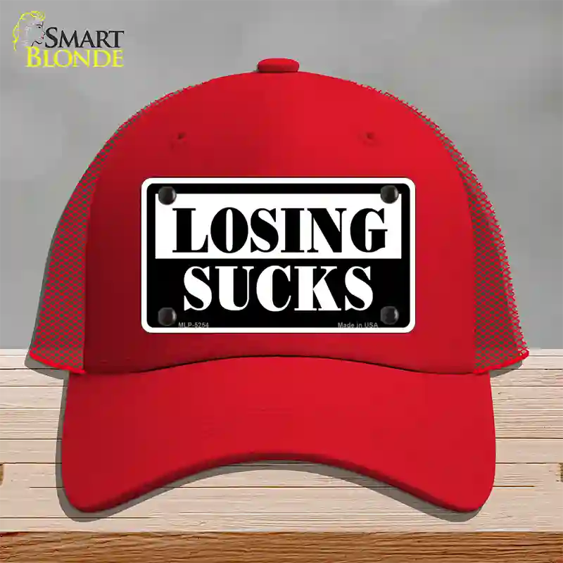 Losing Sucks Novelty License Plate Hat Mesh / Red