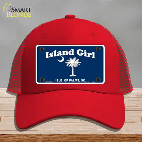 Island Girl Novelty License Plate Hat Mesh / Red