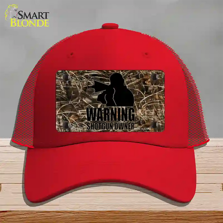 Warning Shotgun Owner Novelty License Plate Hat Mesh / Red