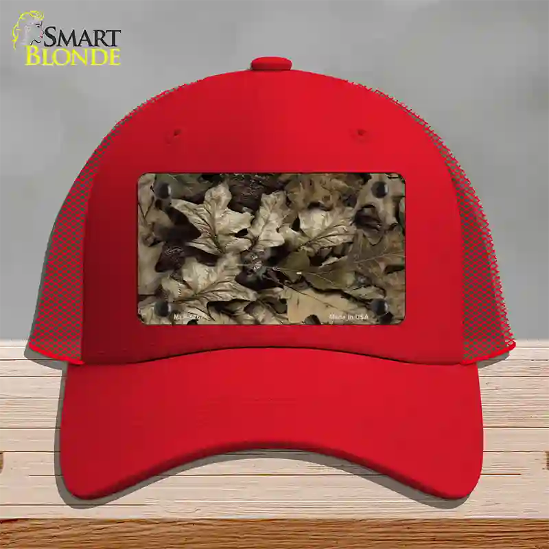 Fallen Leaves Camouflage Novelty License Plate Hat Mesh / Red