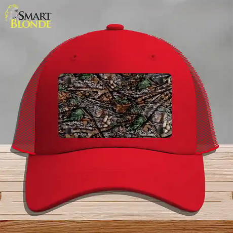 Branches Camouflage Novelty License Plate Hat Mesh / Red