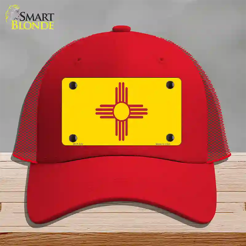 New Mexico State Flag Novelty License Plate Hat Mesh / Red