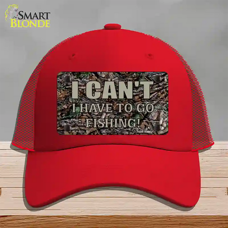 Have To Go Fishing Novelty License Plate Hat Mesh / Red