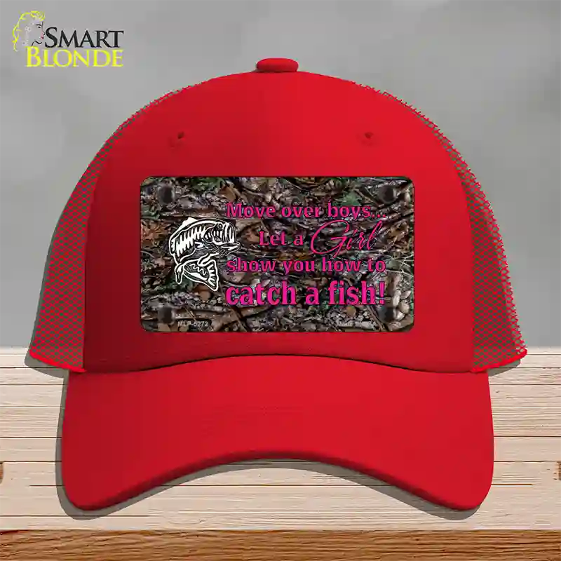 Move Over Boys Novelty License Plate Hat Mesh / Red