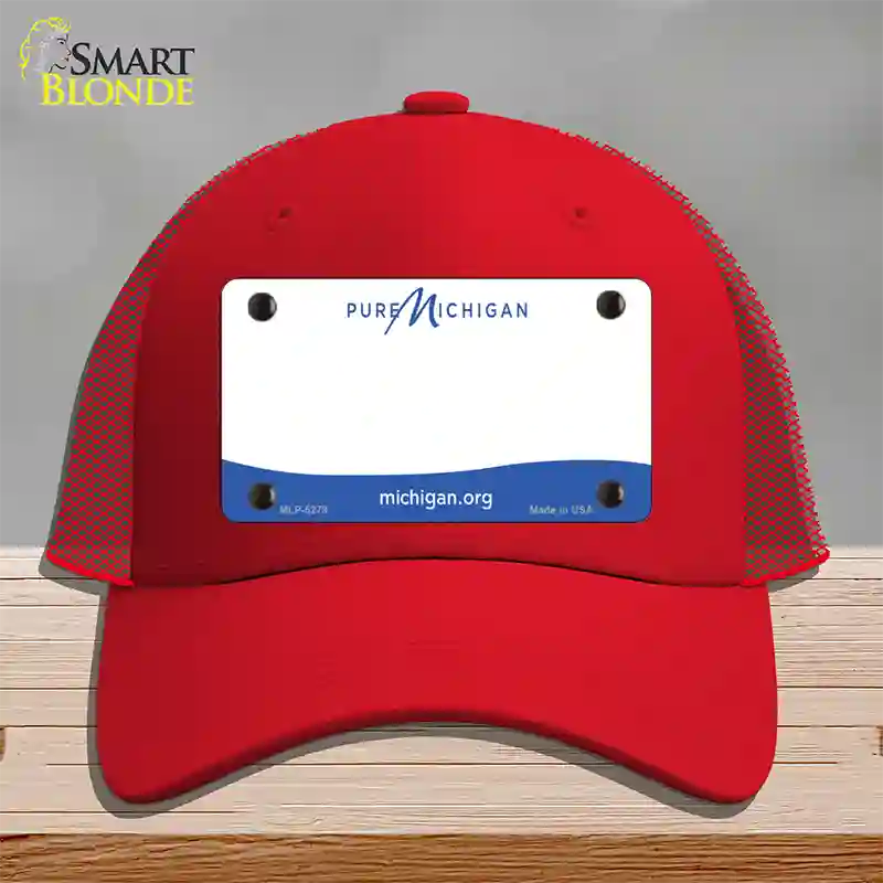 Pure Michigan Blank Novelty License Plate Hat Mesh / Red