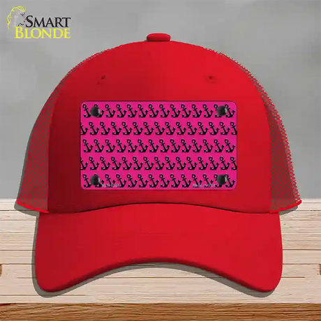 Pink Black Anchor Novelty License Plate Hat Mesh / Red