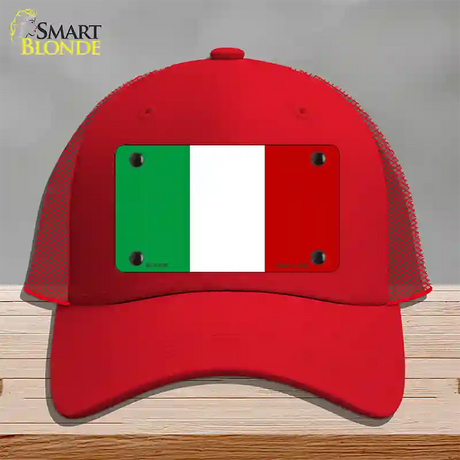 Italy Flag Novelty License Plate Hat Mesh / Red