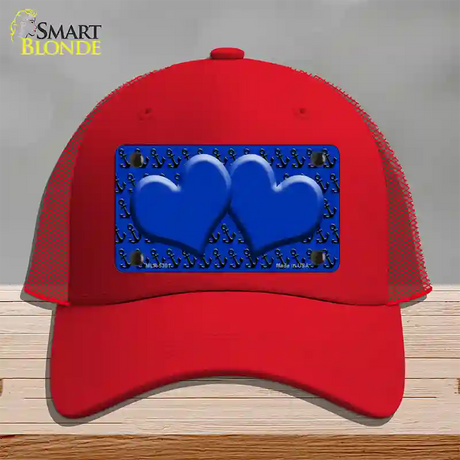 Blue Black Anchor Blue Heart CenterNovelty License Plate Hat Mesh / Red