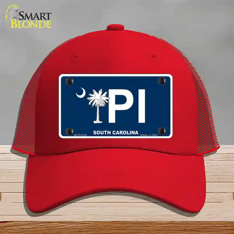 PI South Carolina Novelty License Plate Hat Mesh / Red