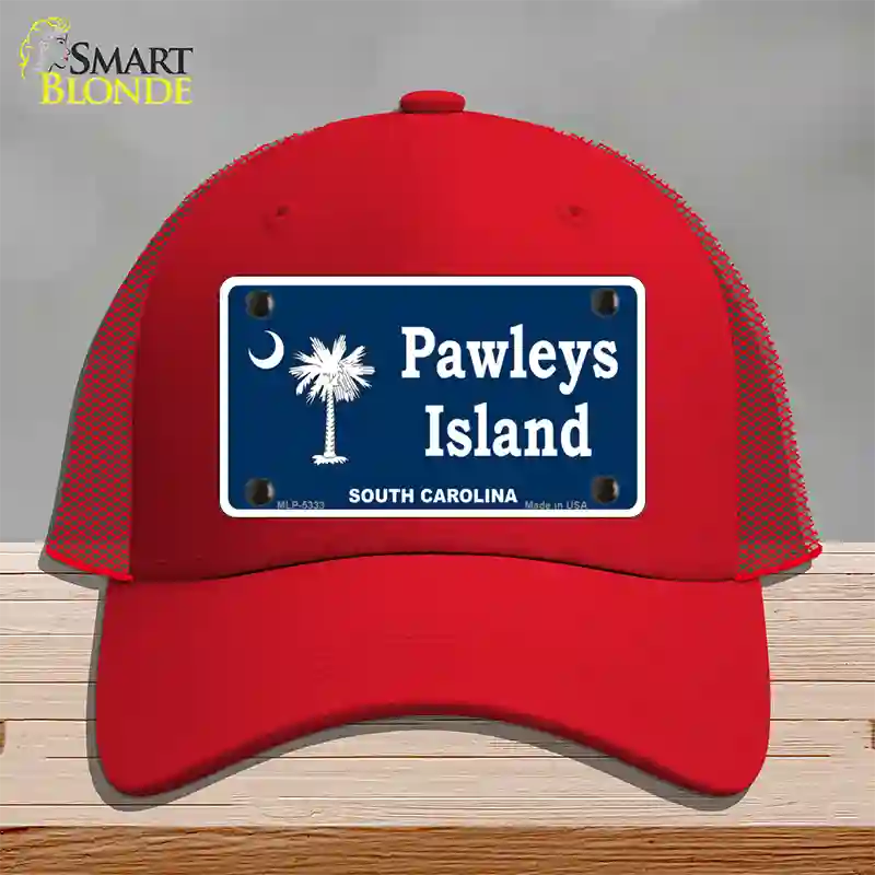 Pawleys Island Novelty License Plate Hat Mesh / Red