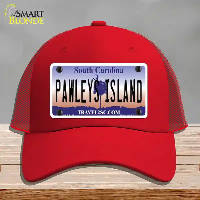 Pawleys Island South Carolina Novelty License Plate Hat Mesh / Red