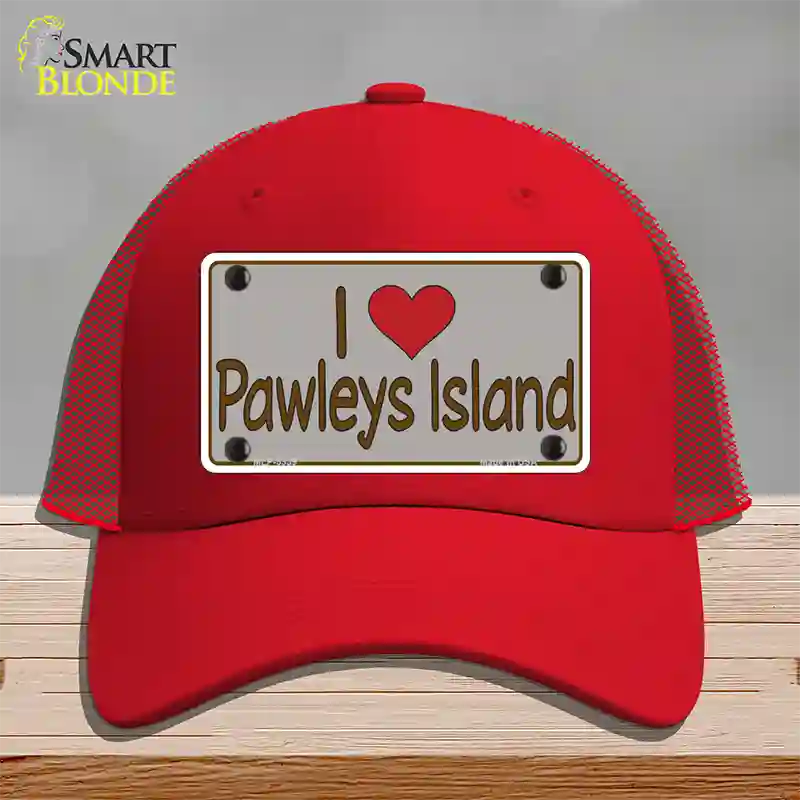 Love Pawleys Island Novelty License Plate Hat Mesh / Red