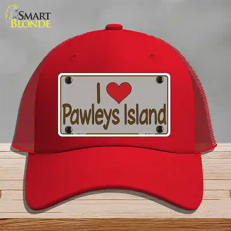 Love Pawleys Island Novelty License Plate Hat Mesh / Red