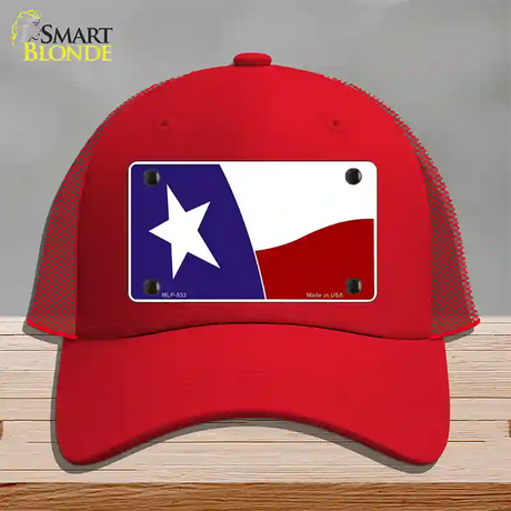 Texas State Flag Waving Novelty License Plate Hat Mesh / Red