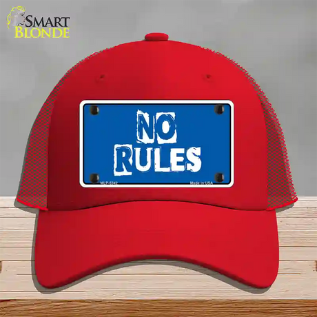 No Rules Novelty License Plate Hat Mesh / Red