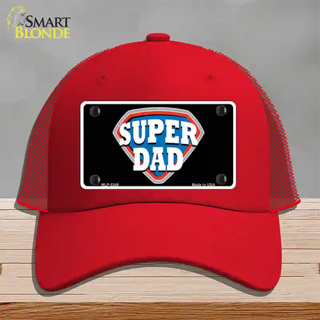 Super Dad Novelty License Plate Hat Mesh / Red