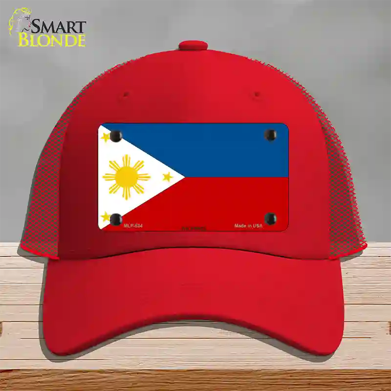 Philippines Flag Novelty License Plate Hat Mesh / Red