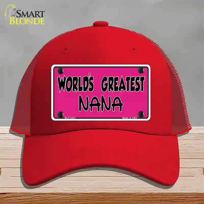 Worlds Greatest Nana Novelty License Plate Hat Mesh / Red