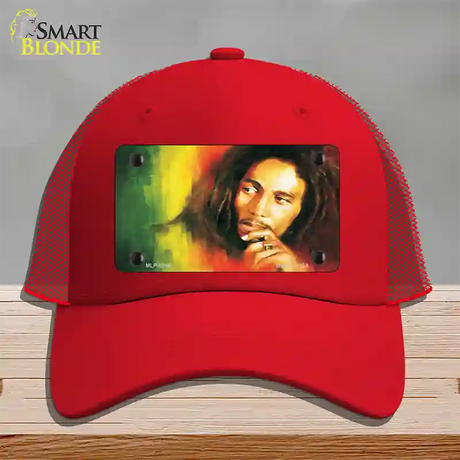 Bob Marley Novelty License Plate Hat Mesh / Red