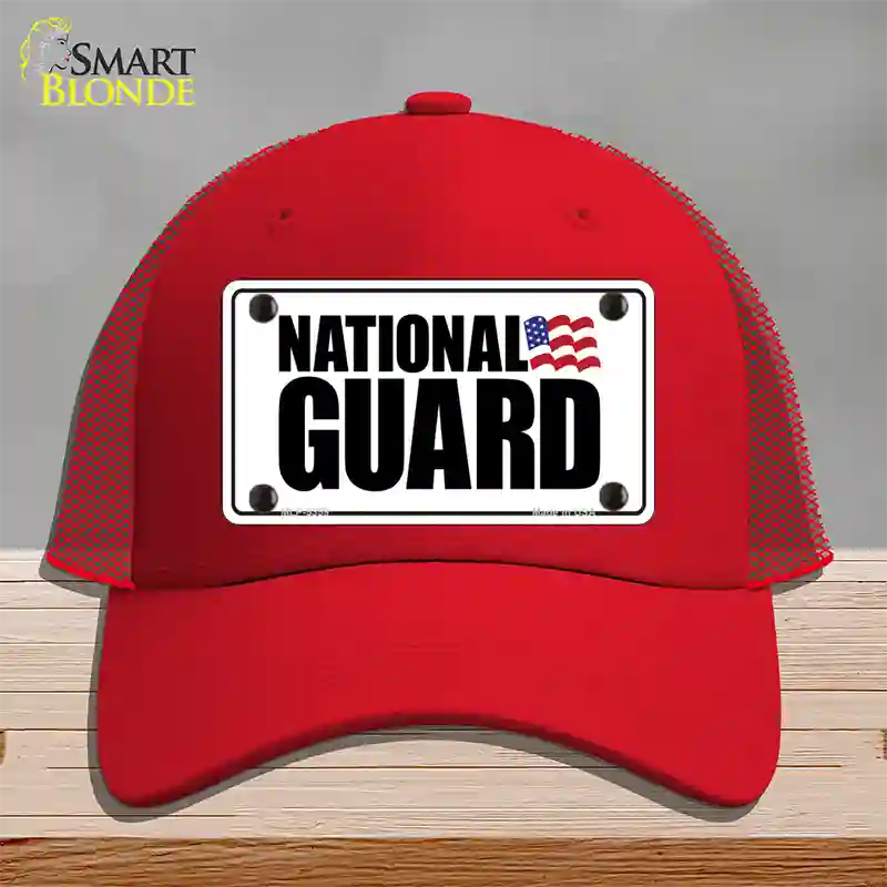 National Guard Novelty License Plate Hat Mesh / Red