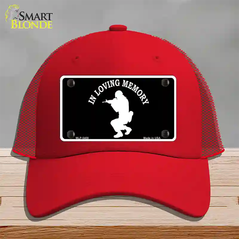 In Loving Memory Squatting Novelty License Plate Hat Mesh / Red