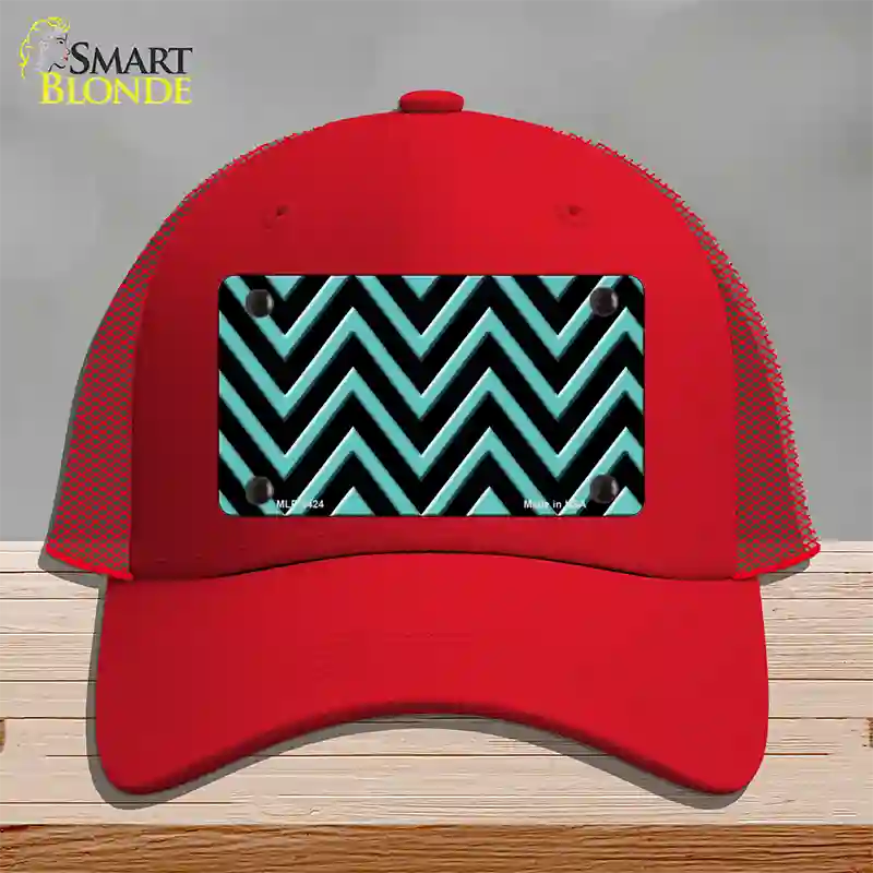 Tiffany Blue Chevron Novelty License Plate Hat Mesh / Red