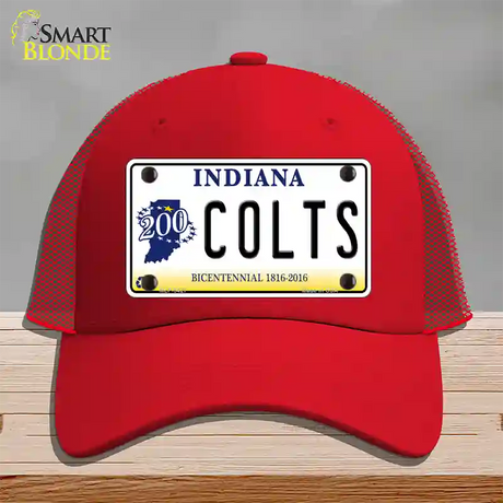 Colts Indiana Bicentennial Novelty License Plate Hat Mesh / Red