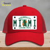 Miami Florida Novelty License Plate Hat Mesh / Red