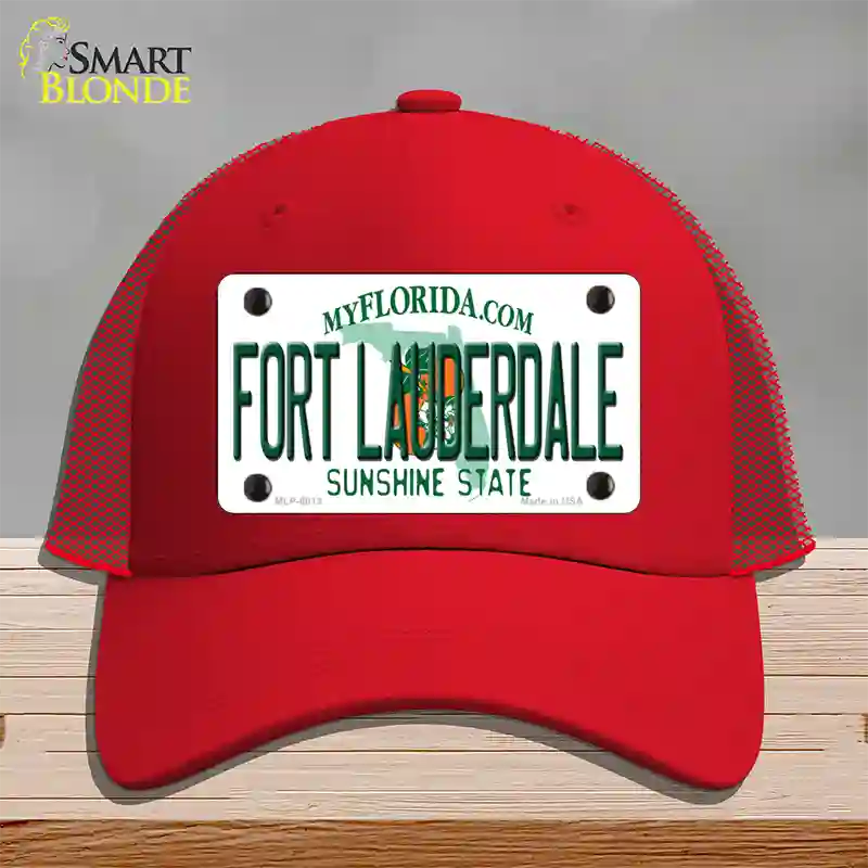 Fort Lauderdale Florida Novelty License Plate Hat Mesh / Red