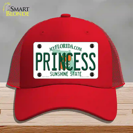 Princess Florida Novelty License Plate Hat Mesh / Red