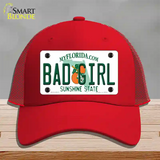 Bad Girl Florida Novelty License Plate Hat Mesh / Red