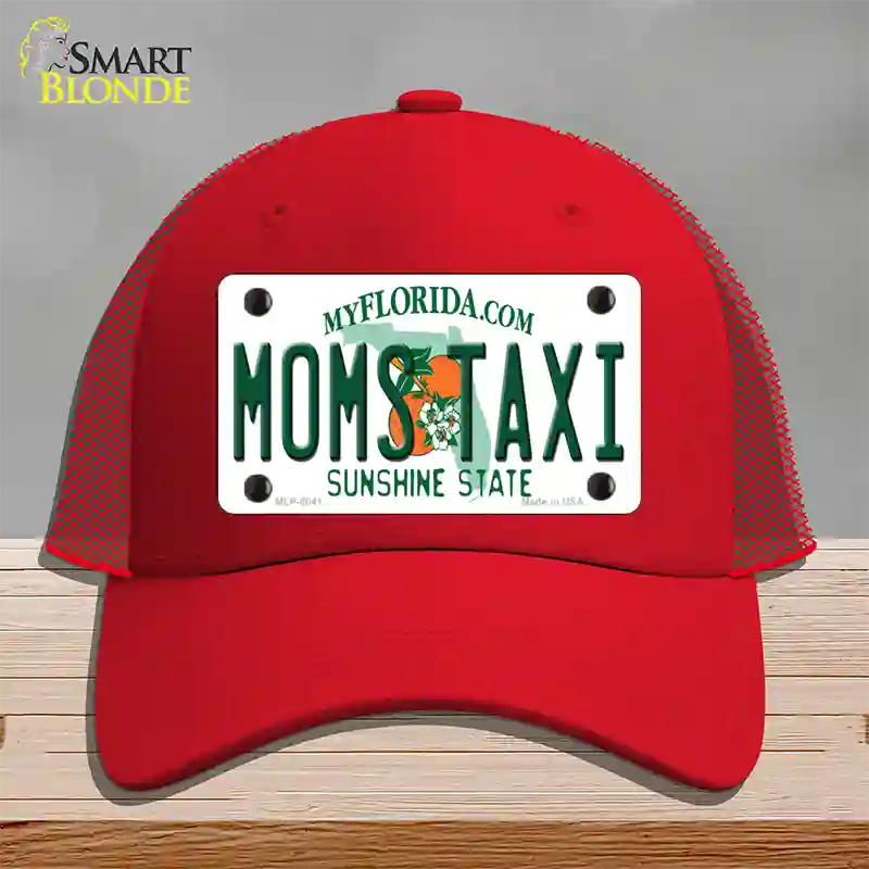 Moms Taxi Florida Novelty License Plate Hat Mesh / Red