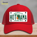 Hot Mama Florida Novelty License Plate Hat Mesh / Red