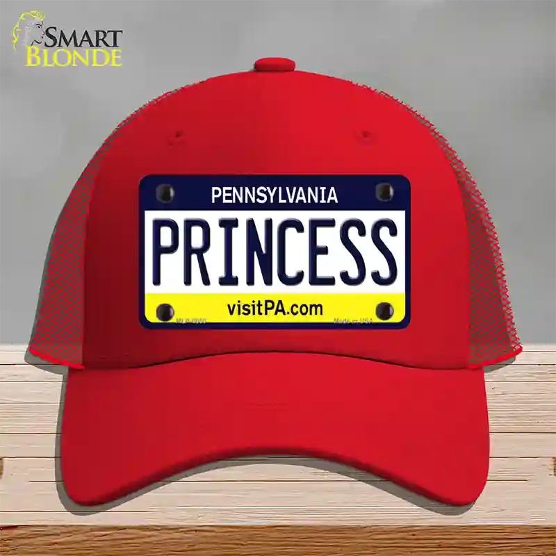 Princess Pennsylvania State Novelty License Plate Hat Mesh / Red