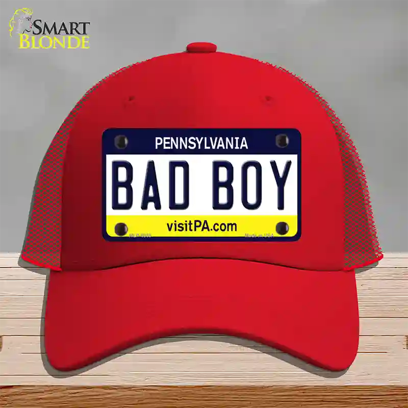 Bad Boy Pennsylvania State Novelty License Plate Hat Mesh / Red