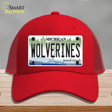 Michigan Wolverines Novelty License Plate Hat Mesh / Red