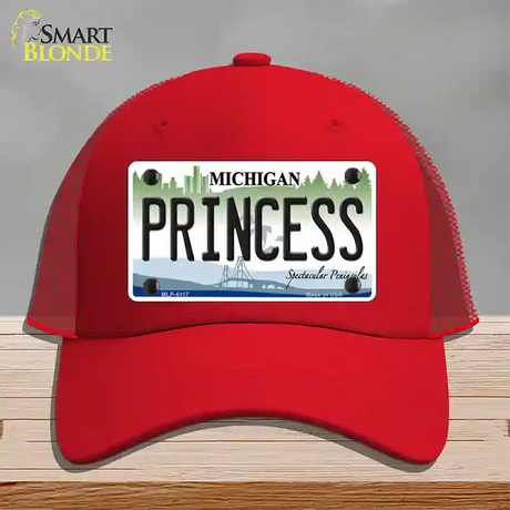 Princess Michigan Novelty License Plate Hat Mesh / Red