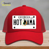 Hot Mama Georgia Novelty License Plate Hat Mesh / Red