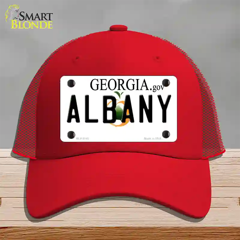 Albany Georgia Novelty License Plate Hat Mesh / Red