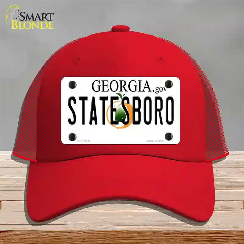 Statesboro Georgia Novelty License Plate Hat Mesh / Red